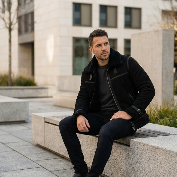 Taj Signature Obsidian Black Suede Harrington Jacket