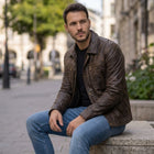 Taj Heritage Modena Espresso Burnished Cafe Racer Jacket