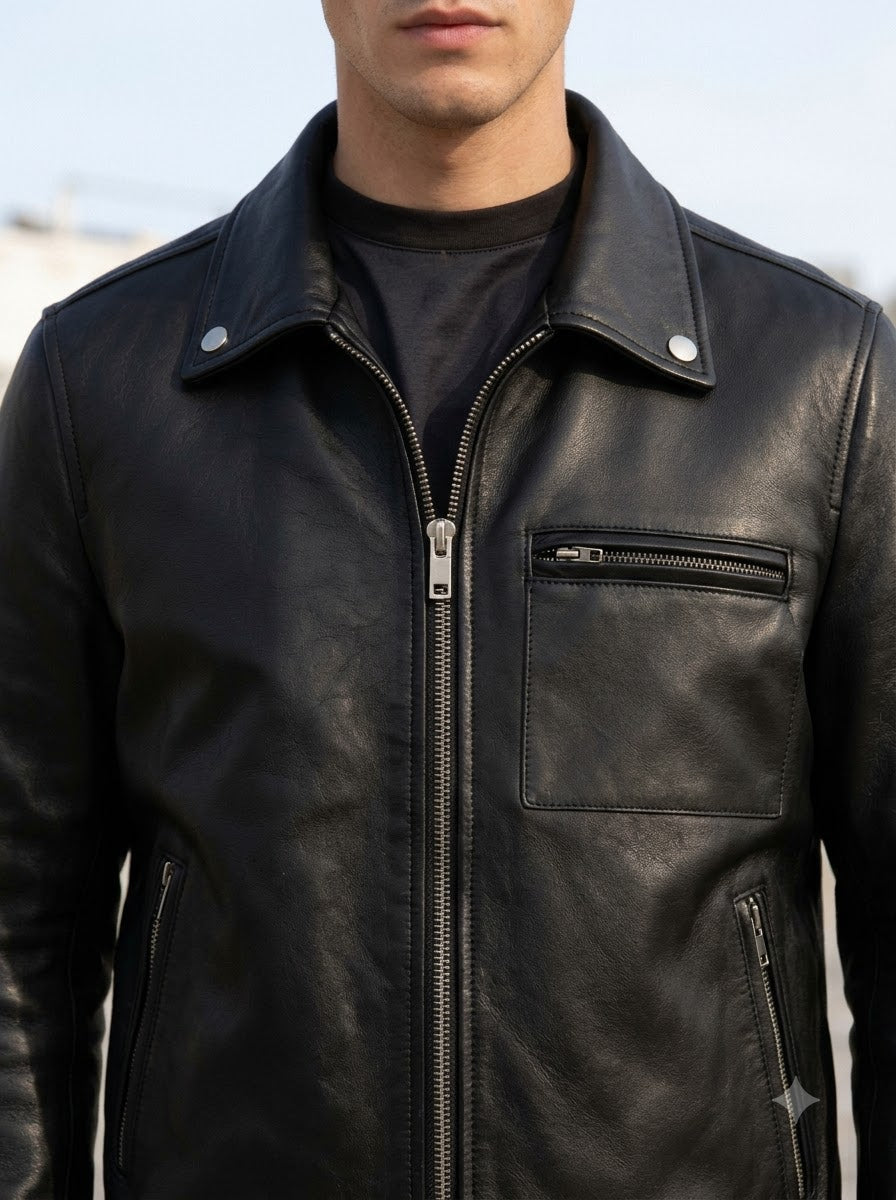Taj Heritage Rawhide Distressed Brown Utility Leather Jacket