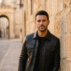 Taj Bespoke Chelsea Black Waxed Leather Utility Jacket