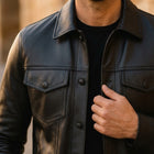 Taj Bespoke Chelsea Black Waxed Leather Utility Jacket