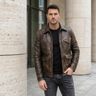 Taj Heritage Outlaw Distressed Brown Leather Moto Jacket