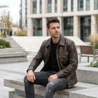 Taj Heritage Outlaw Distressed Brown Leather Moto Jacket