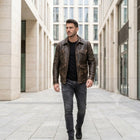 Taj Heritage Rawhide Distressed Brown Utility Leather Jacket