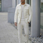 Taj Bespoke St. Tropez Off-White Quilted Leather Overshirt