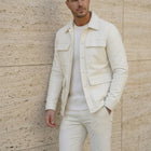 Taj Bespoke St. Tropez Off-White Quilted Leather Overshirt