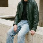 Taj Signature Modena Olive Cafe Racer Leather Jacket - View 1000166116