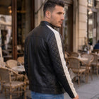 Taj Bespoke Silverstone Biker Jacket with Racing Sleeve Stripe - View 1000166121