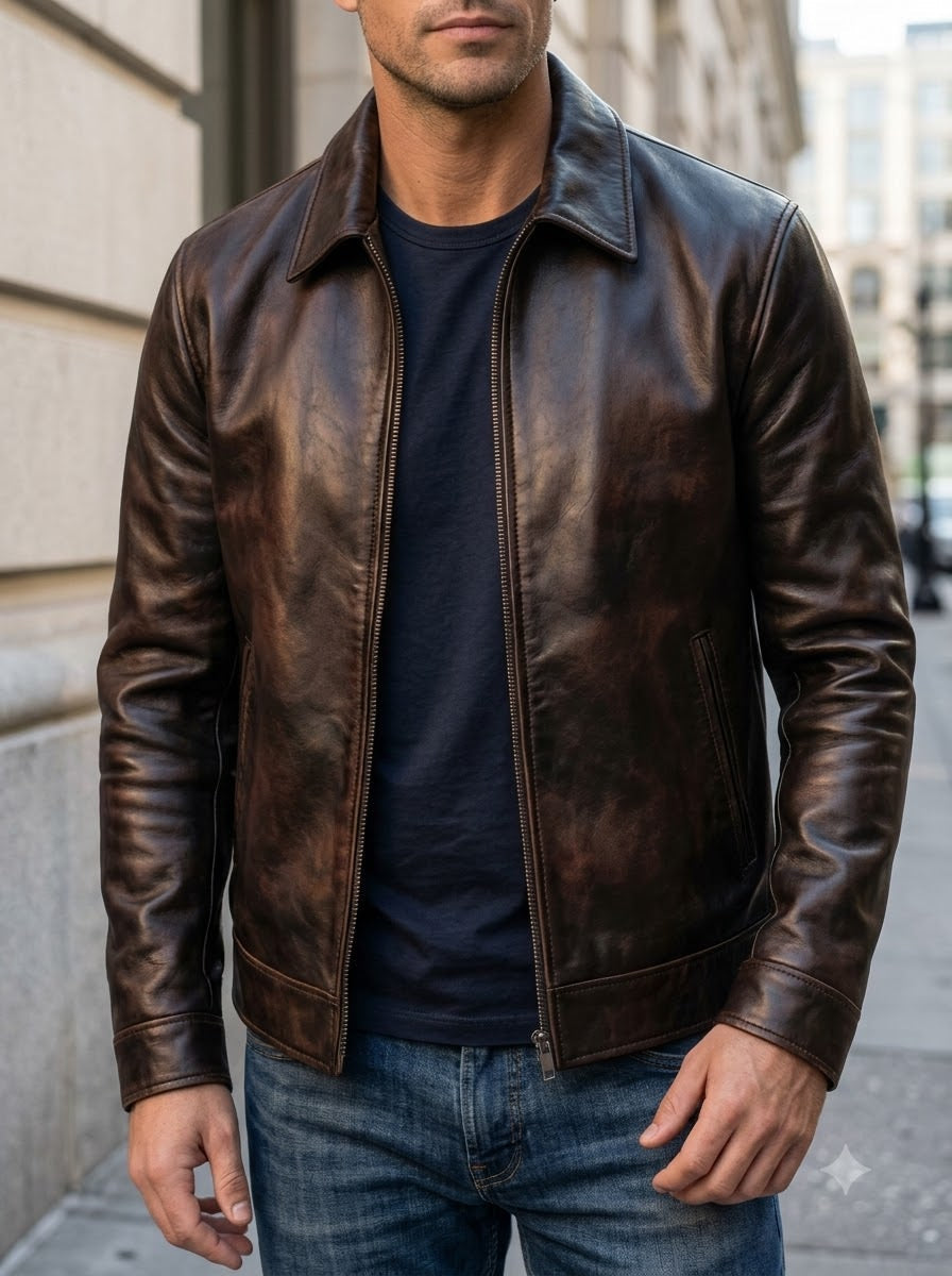 Taj Heritage Verona Antique Burnished Brown Leather Jacket - View 1000166125