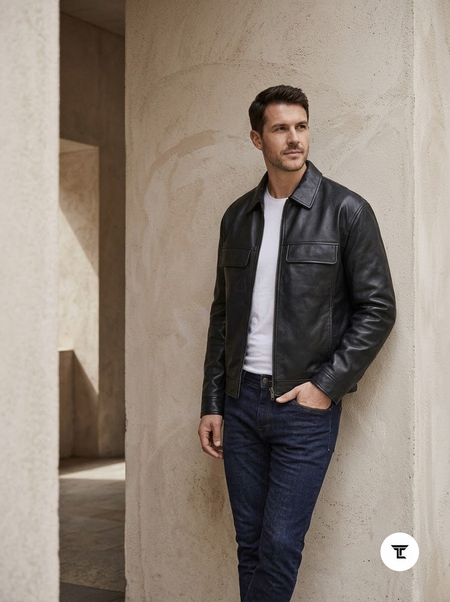 Taj Signature Metropolitan Black Leather Overshirt
