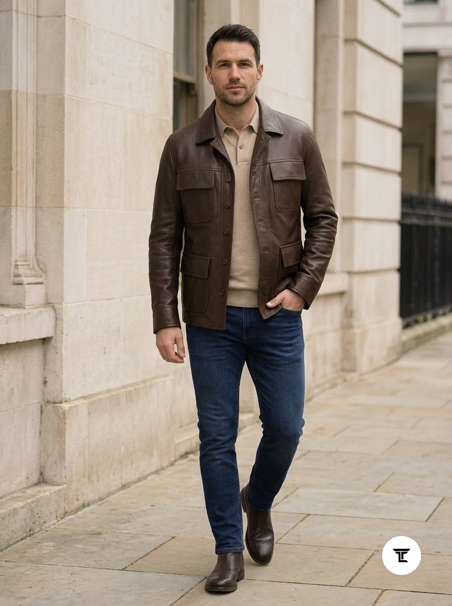 Taj Artisan Kalahari Deep Walnut Four-Pocket Safari Jacket - View 1000166305