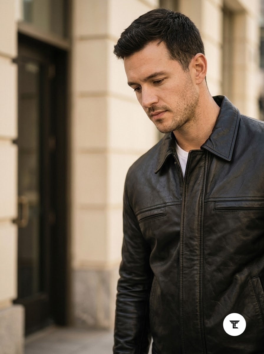 Taj Bespoke Hudson Black Leather Casual Shirt Jacket