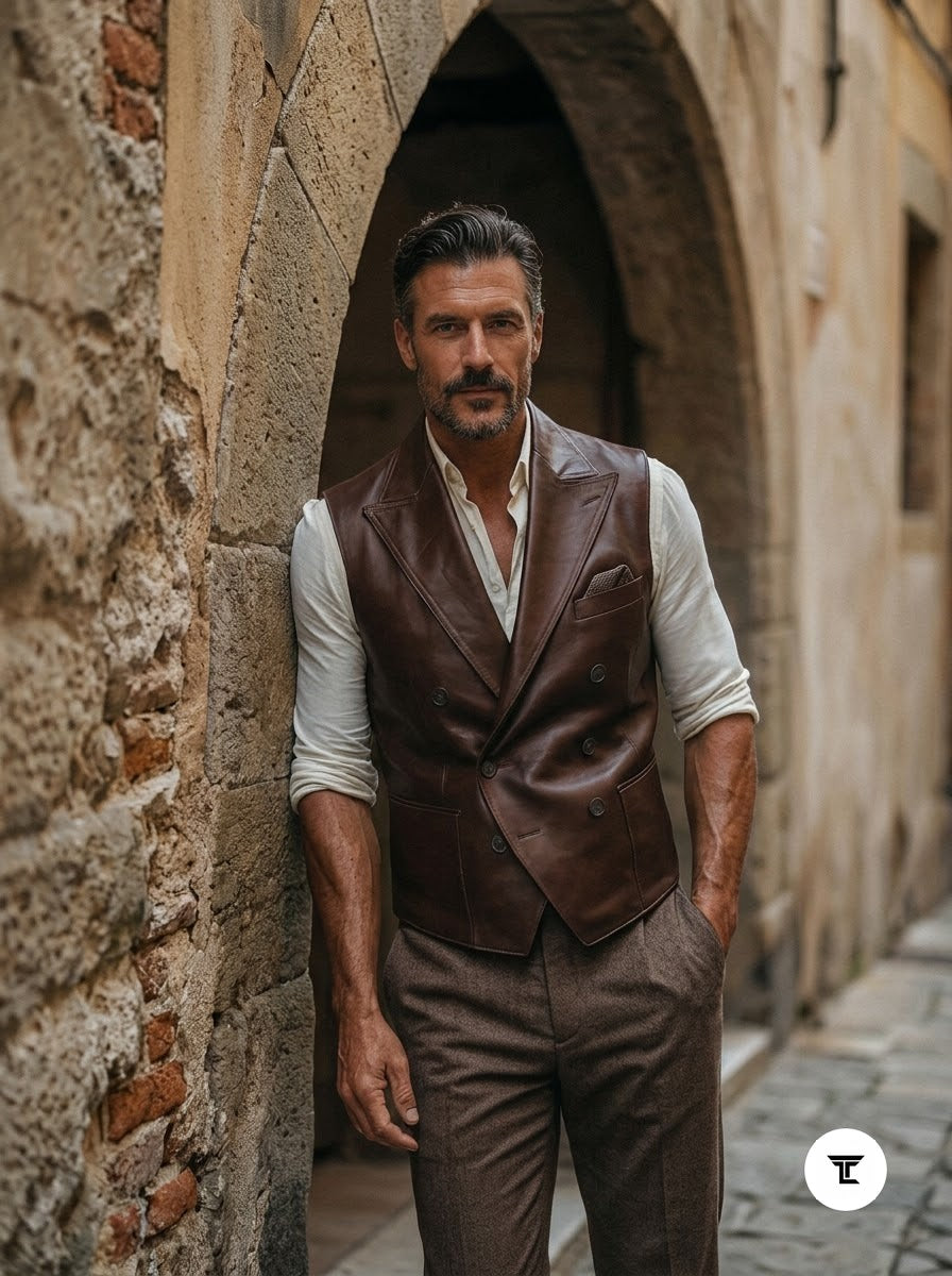 Taj Heritage Firenze Vintage Leather Waistcoat
