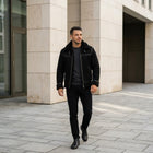 Taj Signature Obsidian Black Suede Harrington Jacket