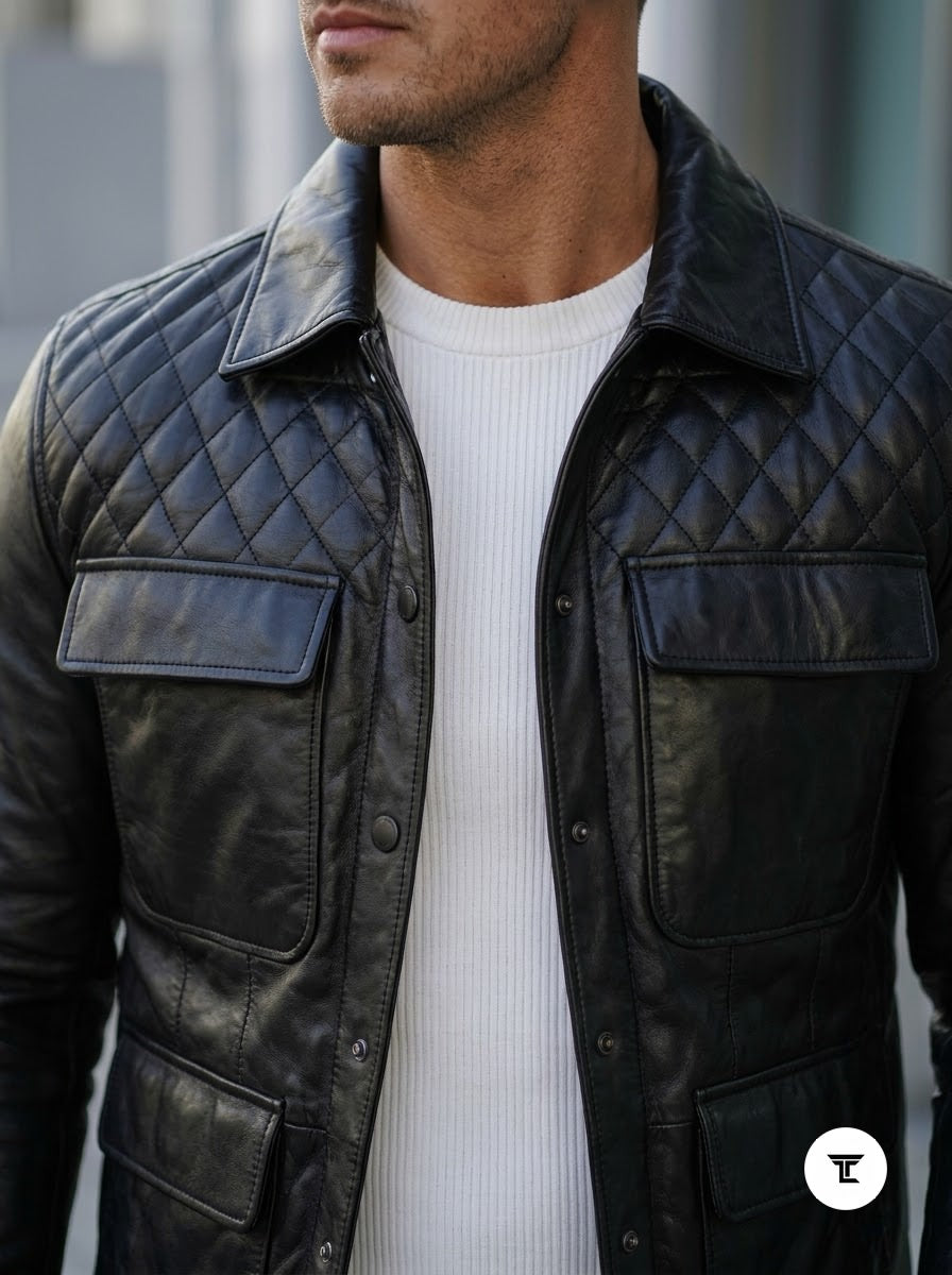 Taj Signature Vanguard Quilted Shoulder Leather Jacket