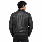 Elastic Leather Jacket - By Taj Leather Pure Black