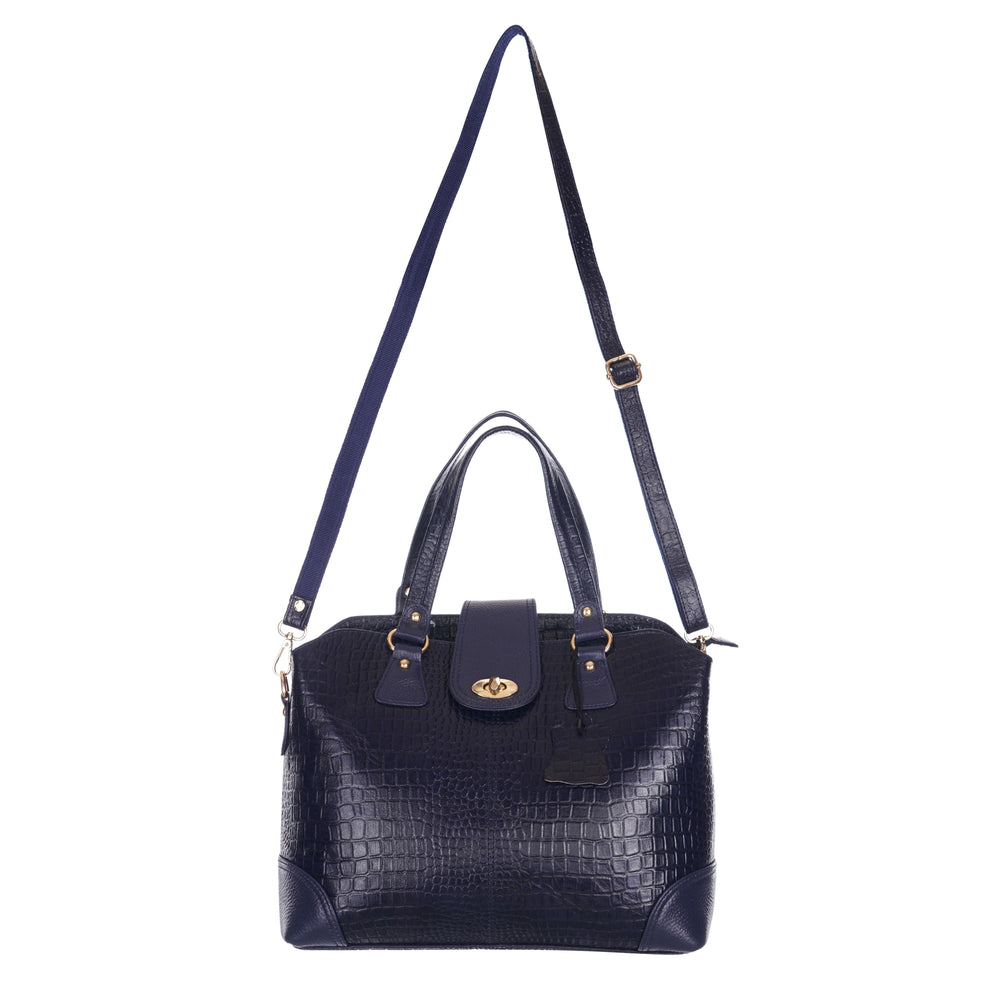 Women's Luxury Leather Shoulder Crossbody Handbag - Crocodile Pattern Stylish Bag
