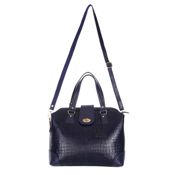 Women's Luxury Leather Shoulder Crossbody Handbag - Crocodile Pattern Stylish Bag