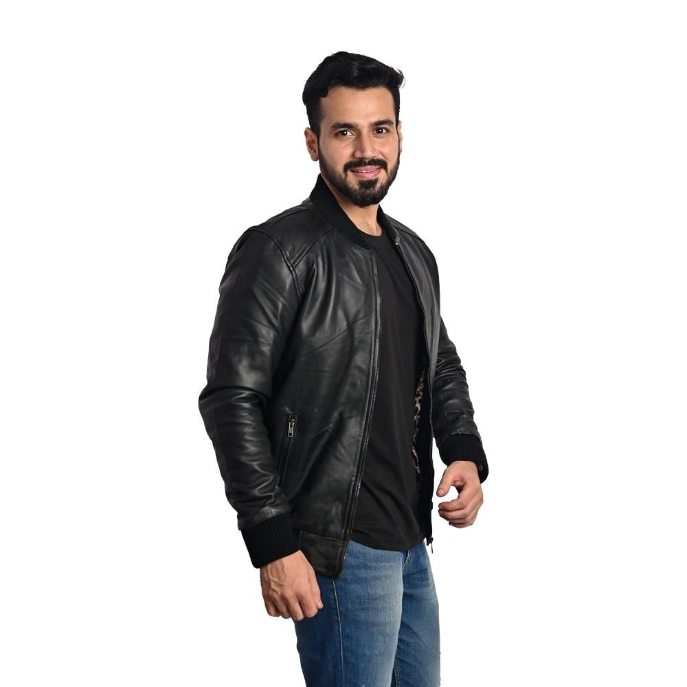 Men's Black 100% Genuine Leather Jacket - Premium Taj Leather