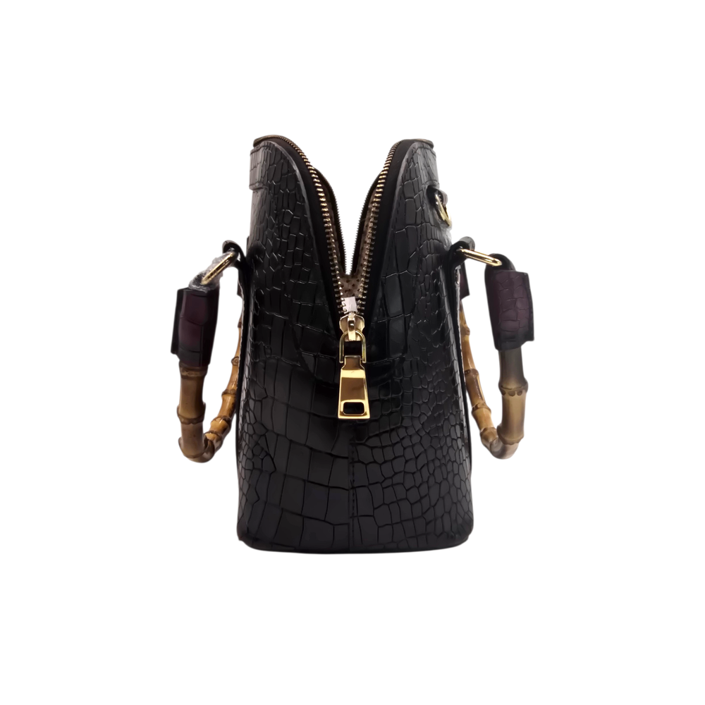 Genuine Leather Handbags with Bamboo handle for Women - Multi-Style Tote, Crossbody, and Top Handle Bag.