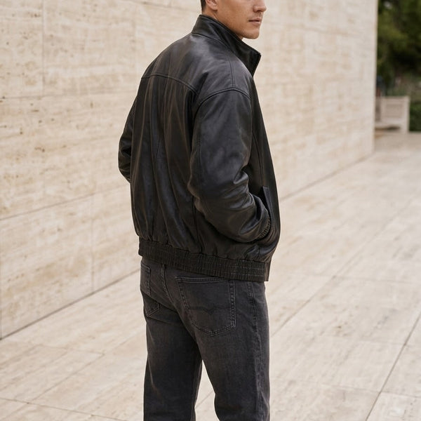 Taj Signature Nocturne Crinkled Nappa Bomber Close-up 3