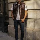 Taj Heritage Ranger Brown Leather Utility Gilet Vest