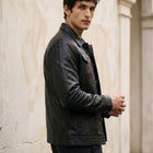 Taj Heritage Austin Classic Black Full-Grain Leather Trucker Jacket - View 1000166692