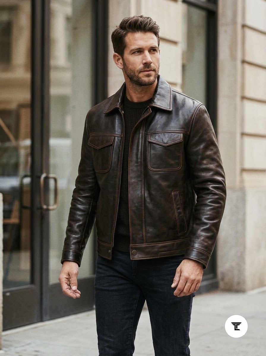 Taj Artisan Serengeti Dark Espresso Multi-Pocket Leather Safari Jacket - View 1000166652