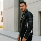 Taj Signature Stealth Black Biker Leather Jacket