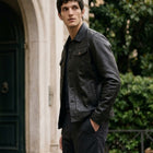 Taj Heritage Austin Classic Black Full-Grain Leather Trucker Jacket - View 1000166690