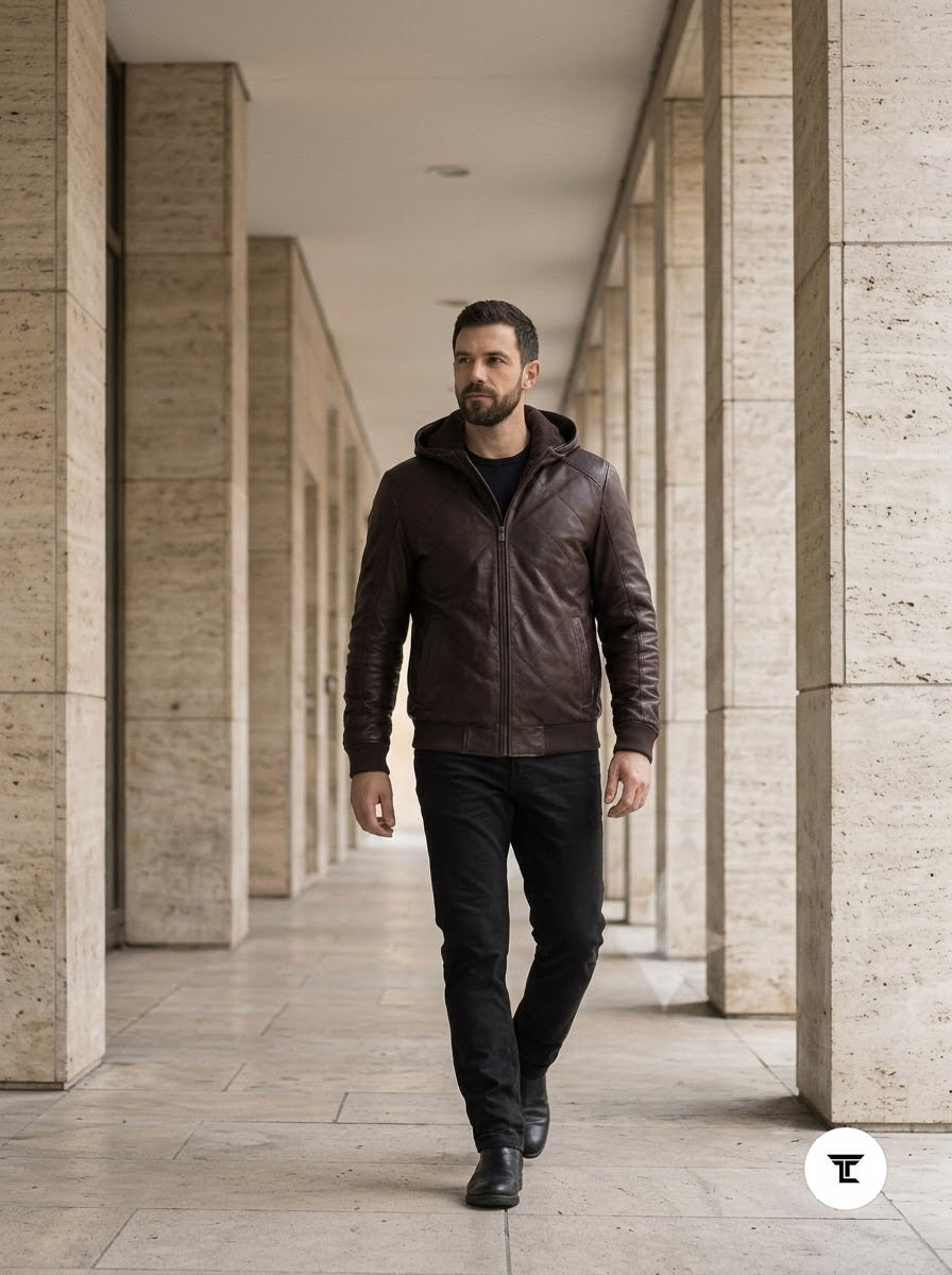 Taj Signature Yukon Hooded Leather Bomber