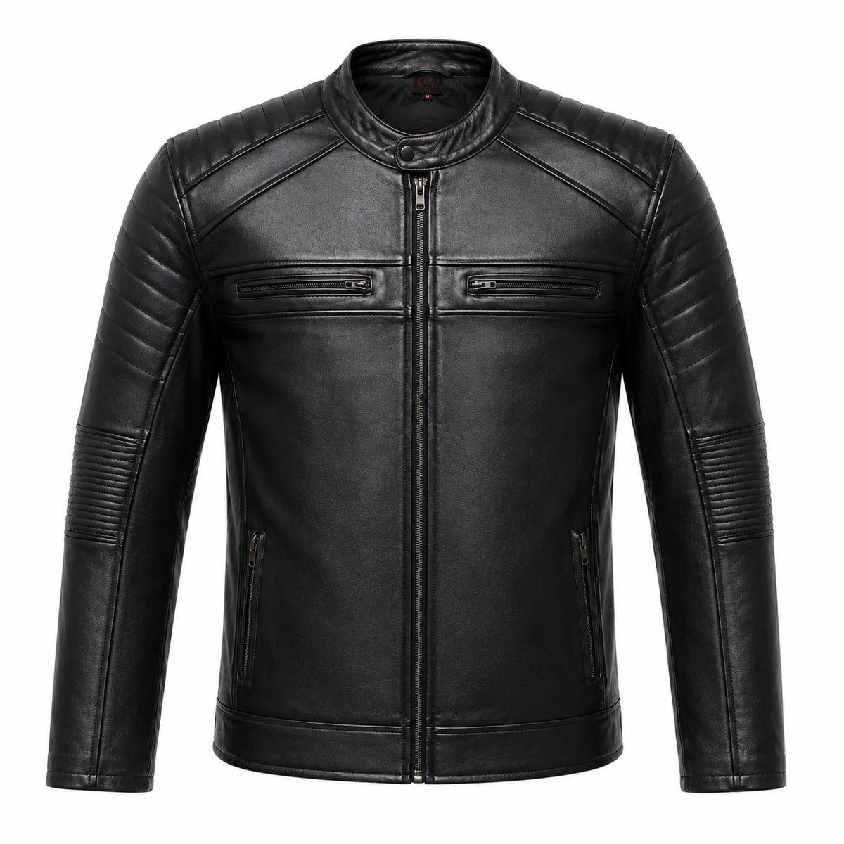 Stickers Design Leather Jacket - By Taj Leather Pure Black