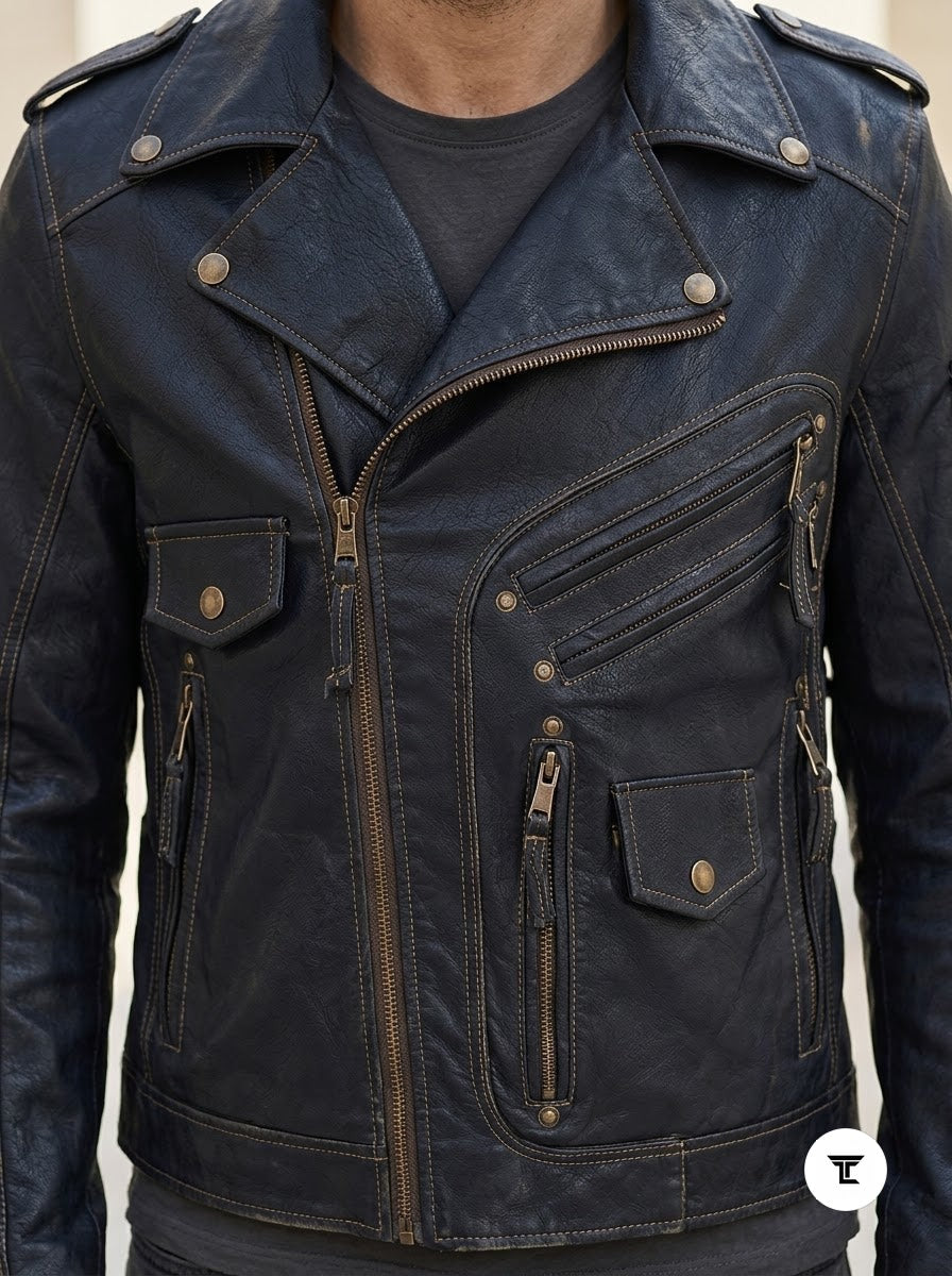 Taj Signature Rebellious Double-Rider Leather Jacket