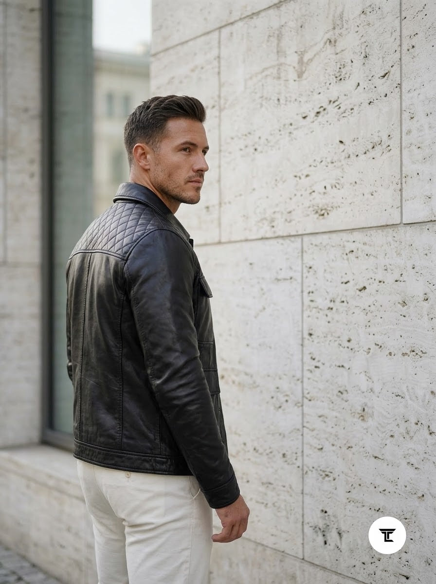 Taj Signature Vanguard Quilted Shoulder Leather Jacket