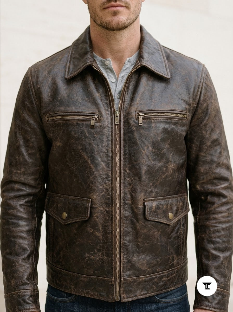 Taj Signature Modena Cafe Racer Leather Jacket