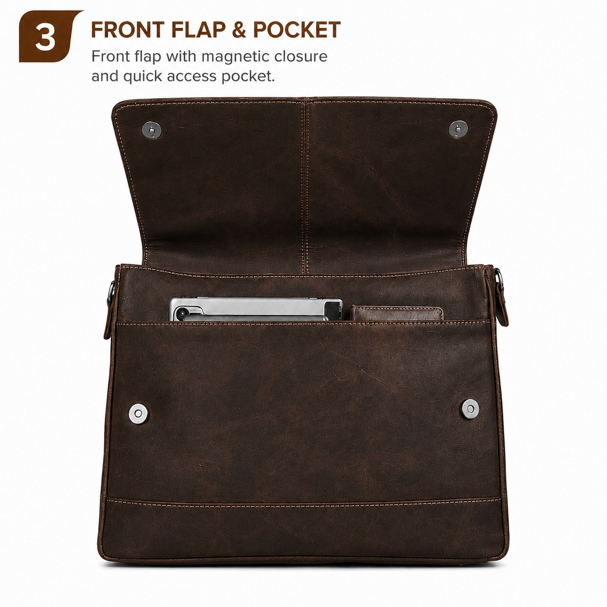 Oil Pull Up Leather Laptop bag For Men - Office Bag - Fits Up to 14/15.5/16 inch