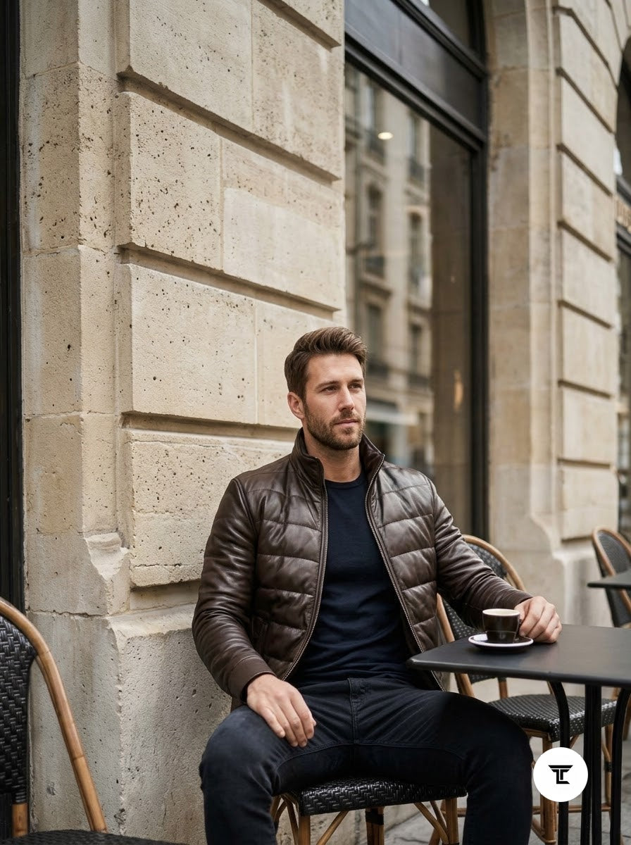 Taj Imperial St. Moritz Brown Channel Quilted Leather Puffer Jacket - View 1000166568