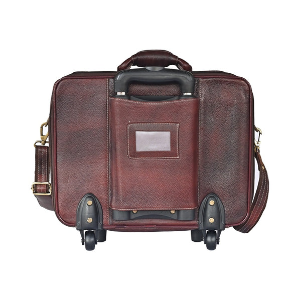 Taj Leather Trolly Suitcase Bag - 100% Leather