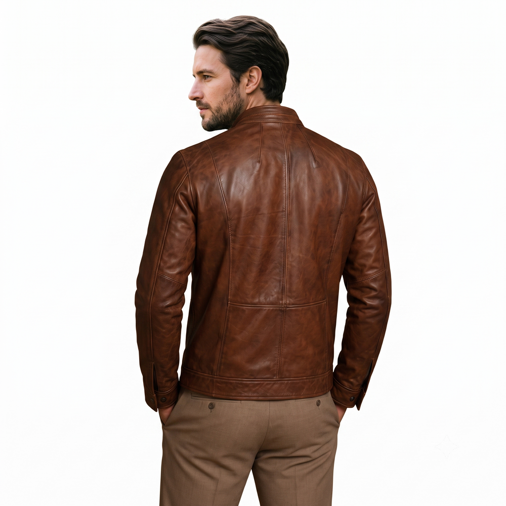 Edinburgh Tan Brown Leather jacket TEN BROWN