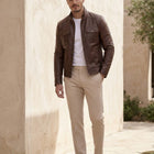 Taj Heritage Chestnut Harrington Leather Jacket