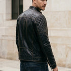 Taj Signature Stealth Diamond-Panel Black Biker Jacket