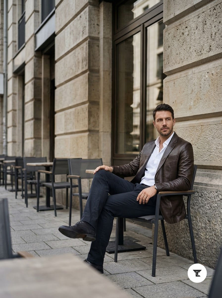 Taj Bespoke Tuscany Espresso Leather Blazer