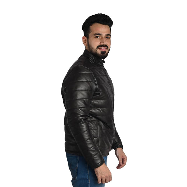 Men's 100% Genuine Leather Bomber Jacket for Heavy Winter | Black