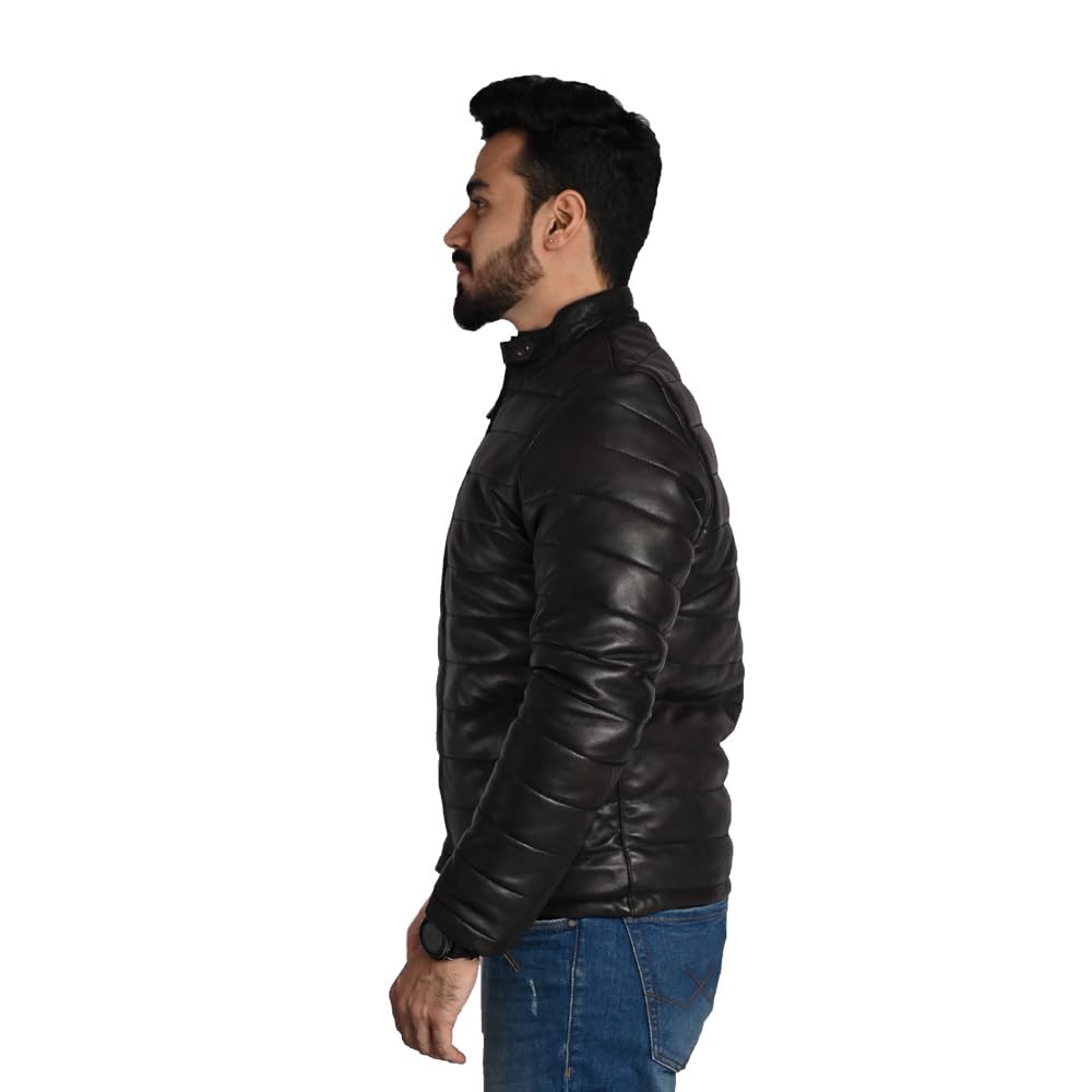 Men's 100% Genuine Leather Bomber Jacket for Heavy Winter | Black
