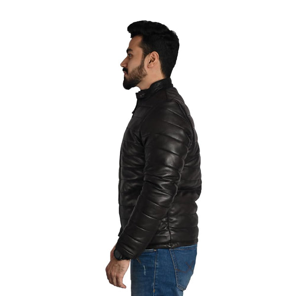Men's 100% Genuine Leather Bomber Jacket for Heavy Winter | Black