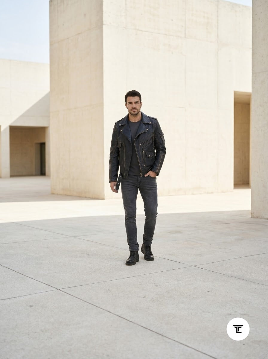 Taj Signature Rebellious Double-Rider Leather Jacket