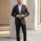 Taj Bespoke Executive Black Nappa Leather Two-Button Blazer
