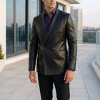 Taj Bespoke Penthouse Black Leather Tuxedo Blazer
