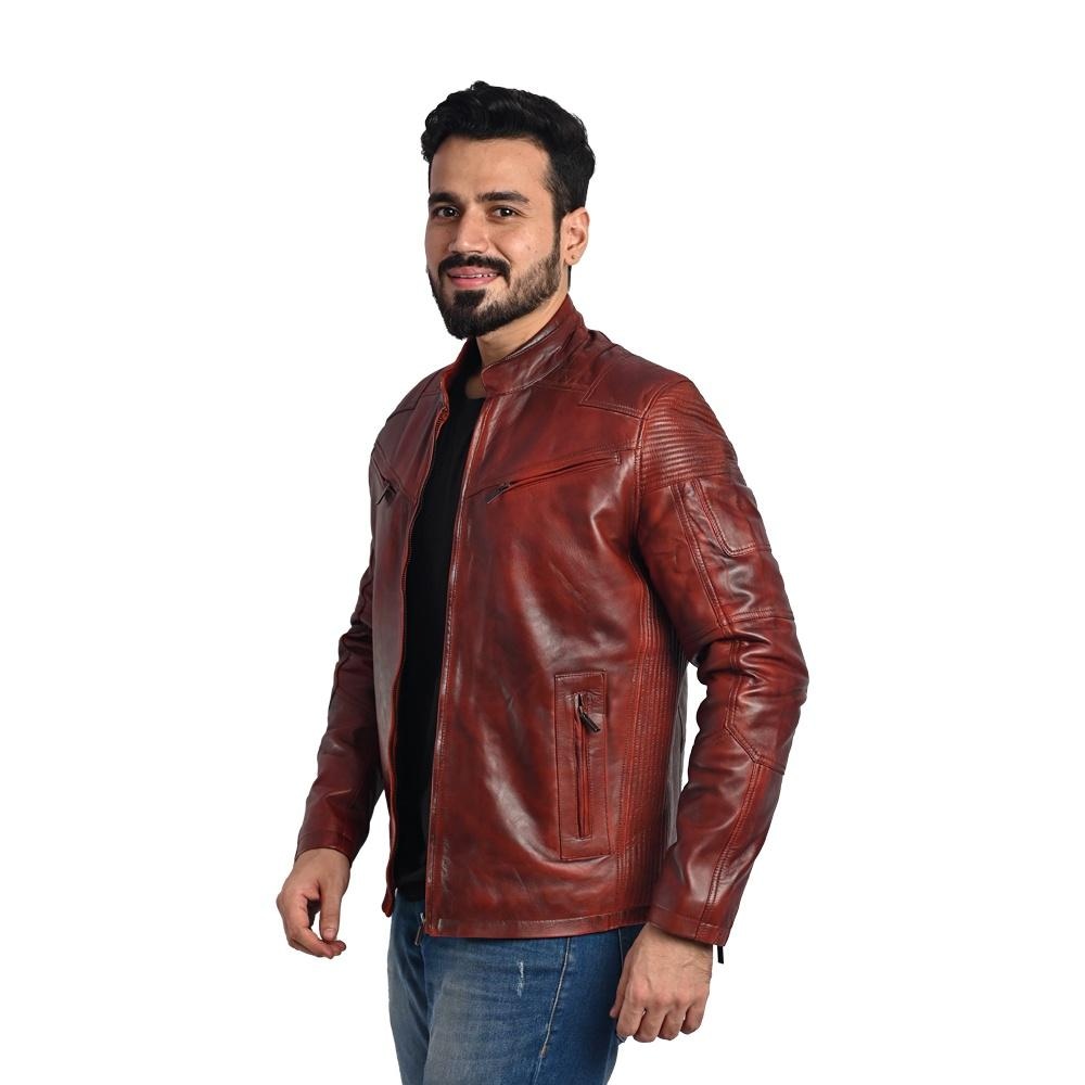 Men's Solid Leather Jacket - Stylish and Durable