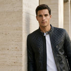 Taj Signature Matrix Diamond-Quilted Black Leather Jacket